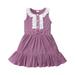 Holiday Savings Deals! Kukoosong Summer Toddler Girls Casual Dresses Toddler Kids Baby Girl Clothes Lace Ribbed Sleeveless Bowtie Princess One-Piece Dress Purple 4-5 Years