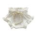 Toddler Girls Shorts 2023 Summer New Solid Color Knitted Wood Ear Lace Drawstring Shorts