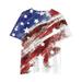 ZMHEGW Boys And Girls 4Th Of July American Flag Tshirt Short Sleeve Pullover T-Shirt Independence Day Print Hot Pink 130