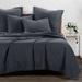 Stonewashed Cotton Mini Coverlet Set Charcoal, Full / Queen, Charcoal