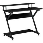 Bureau informatique gamer avec étagères dim. 100L x 60l x 85,5H cm mdf métal noir