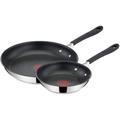 Tefal Jamie Oliver Quick & Easy Stainless Steel E303S244 2-Piece Induction Frying Pan Set, Silver, 20 & 28 cm