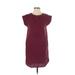 Ann Taylor LOFT Casual Dress - Shift Crew Neck Short sleeves: Burgundy Print Dresses - Women's Size X-Small