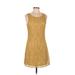 Blu Pepper Casual Dress - A-Line: Yellow Jacquard Dresses - Women's Size Medium