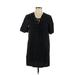BCBGeneration Casual Dress - Shift Tie Neck Short sleeves: Black Print Dresses - Women's Size Medium