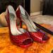 Jessica Simpson Shoes | Jessica Simpson Crocodile Red Peep Toe Heels Sz 8 Nwob | Color: Black/Red | Size: 8