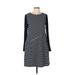 Suzanne Betro Casual Dress - A-Line Crew Neck 3/4 sleeves: Blue Color Block Dresses - Women's Size Large