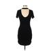 Forever 21 Casual Dress - Bodycon Mock Short sleeves: Black Print Dresses - Women's Size Medium