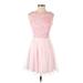 BCX dress Cocktail Dress - A-Line Crew Neck Sleeveless: Pink Print Dresses - Women's Size 1