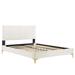 Leah Chevron Tufted Performance Platform Bed by Modway Wood & /Upholstered/Velvet/Polyester in White/Black | 35 H x 79 W x 87 D in | Wayfair