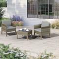 Wade Logan® Aubre 3-Piece Outdoor Conversation Set w/ Club Chairs & End Table in Mixed Brown Wicker Synthetic Wicker/Wood/All | Wayfair