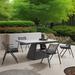 Orren Ellis Janenne Rectangular 4 - Person 70.87" Long Outdoor Dining Set w/ Cushions Stone/Concrete in Gray/White | 70.87 W x 35.43 D in | Wayfair