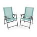 2 Set of Patio Dining Chair with Armrests and Metal Frame-Blue - 25.5" x 24" x 37" (L x W x H)