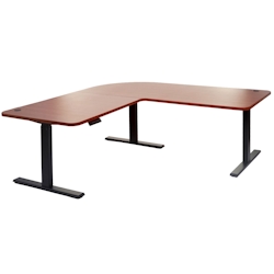 Mendler Eck-Schreibtisch HWC-D40, Computertisch, elektrisch höhenverstellbar 178x178cm 84kg ~ natur, schwarz Image