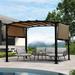 12 x 9 Ft Outdoor Pergola Patio Gazebo Retractable Shade Canopy Steel Frame Grape Gazebo Sunshelter Pergola for Gardens Terraces Backyard