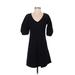 Velvet by Graham & Spencer Casual Dress - A-Line V Neck Short sleeves: Black Print Dresses - Women's Size X-Small