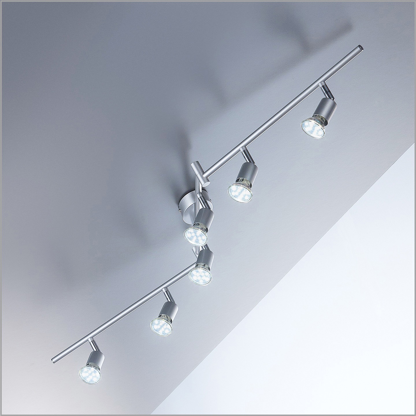 B.K.LICHT LED Deckenspots, silber (titansilberfarben, silberfarben), 6, H: 12cm, Leuchten, LED Deckenleuchte, schwenkbar, Spots, inkl. 6x GU10 Leuchtmittel
