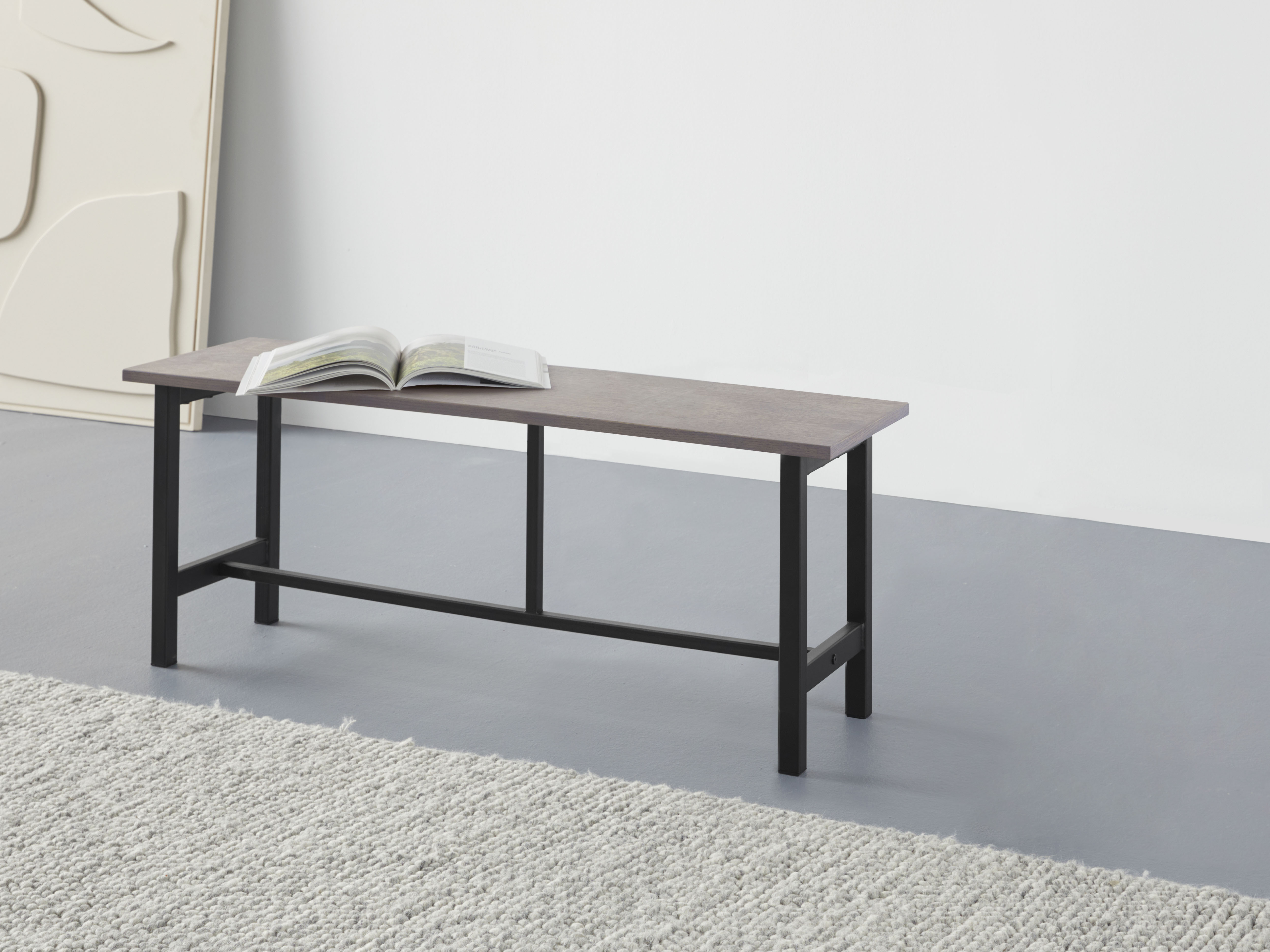 Essbank HOME AFFAIRE "Sare", grau (graphit), B:130cm H:46cm T:40cm, Sitzbänke, Mit Echtholzfurnier aus Eiche Image