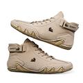 Men's Casual High Top Suede Leather Boots Fashion Trainers Breathable Hiking Boots Non-Slip Walking Shoes, Beige, 11.5