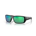 Costa Del Mar Men's Fantail Pro Fishing and Watersports Rectangular Sunglasses, Matte Black/Green Mirrored Polarized-580g, 60 mm