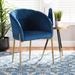 Mercer41 Studio Modern Luxe & Glam Grey Velvet Fabric & Gold Finished Metal Dining Chair Wood/Upholstered in Blue | Wayfair