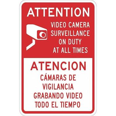 LYLE T1-1078-EG_12x18 Security Sign, 18 in H, 12 in W, Aluminum, Rectangle,