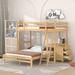 Grania Twin Over Full 3 Drawer L-Shaped Bunk Beds w/ Built-in-Desk by Harriet Bee Wood in Brown | 64 H x 77.5 W x 77 D in | Wayfair