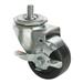 Focus FTC12133 Universal Threaded Stem Caster Set - 1/2" x 13, 3/4" Long Thread, Polyolefin Wheels, w/ Brakes