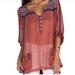 Free People Tops | Free People Feather In The Wind Sheer Blouse Xs | Color: Brown/Orange | Size: Xs
