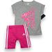 Adidas Matching Sets | Girls Adidas Doodle Logo Graphic T-Shirt And Pink Short Set Sz 5 | Color: Gray/Pink | Size: 5g