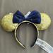 Disney Accessories | Disney Parks, Women’s Gold Glitter Blue Bow, 50th Anniversary Mickey Ears. | Color: Blue/Gold | Size: Os