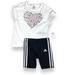 Adidas Matching Sets | Girls Adidas Heart Graphic T-Shirt And Black Short Set Sz 5 | Color: Black/White | Size: 5g