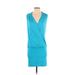 Lascana for Venus Casual Dress - Mini Plunge Sleeveless: Blue Print Dresses - Women's Size 4