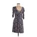 Topshop Casual Dress - A-Line Scoop Neck 3/4 sleeves: Blue Floral Dresses - Women's Size 8