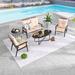 Festival Depot 5 Piece Sofa Seating Group w/ Cushions Synthetic Wicker/All - Weather Wicker/Metal/Wicker/Rattan in Black | Outdoor Furniture | Wayfair