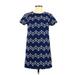 Jun & Ivy Casual Dress - Shift Crew Neck Short sleeves: Blue Dresses - Women's Size Medium