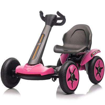 Kulamoon Battery Ride-On Toy Go Kart Plastic in Pink | 21.6 H x 20 W x 33.5 D in | Wayfair KLM-TY-RO21-PNK
