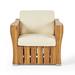 The Twillery Co.® Morley Acacia Wood Patio Chair w/ Cushions Wood in Brown | 30.75 H x 32 W x 32.25 D in | Wayfair 73B7ACAE9AF647A2B60B2E65E21EC443