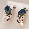 Kinel-Boucles d'oreilles pendantes pour femme bleu chaud naturel zinc plaqué or rose et noir
