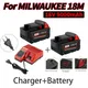 Batteries rechargeables pour Milwaukee M18B5 XC Lithium-ION 9.0/6.0/5.0Ah pour outils Milwaukee