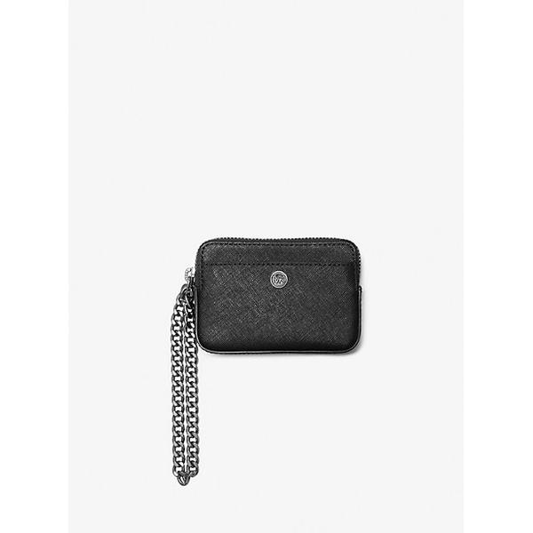 michael-kors-medium-saffiano-leather-chain-card-case-black-one-size/