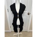 Free People Sweaters | Free People Black Cable Knit Hooded Long Cardigan Sweater Vest Size Small | Color: Black | Size: S