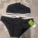 Kate Spade Swim | Kate Spade Black Ivory Two Piece Bikini Swimsuit Xs Medium Bows Nwt | Color: Black/Cream | Size: Xs