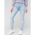 Calvin Klein Jeans High Rise Skinny Jeans - Blue, Blue, Size 26, Inside Leg 32, Women