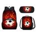 Suhoaziia Fire Football Backpack 3-in-1 Lightweight School Bag Storage with Front Pocket Keep Warm Lunch Case and Pencil Box for School Boys and Students Knapsacks Set