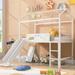 Twin Size Metal House Loft Bed with 2-Sided Writable Wooden Board