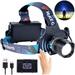 LED Rechargeable Headlamp Headlight 90000 Lumens Super Bright with 6 Modes & IPX5 Warning Light Motion Sensor Adjustable Headband Head Lamp 60 Adjustable for Adult Outdoor Camping Running Cycling