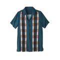 Men's Big & Tall Short-Sleeve Colorblock Rayon Shirt by KingSize in Braided Panel (Size L)