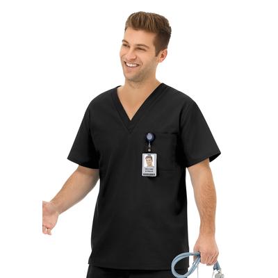 Men's Big & Tall Unisex One Pocket Scrub Top by Fundamentals in Black (Size XL)