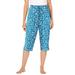 Plus Size Women's Knit Sleep Capri by Dreams & Co. in Deep Teal Hearts (Size 1X) Pajamas